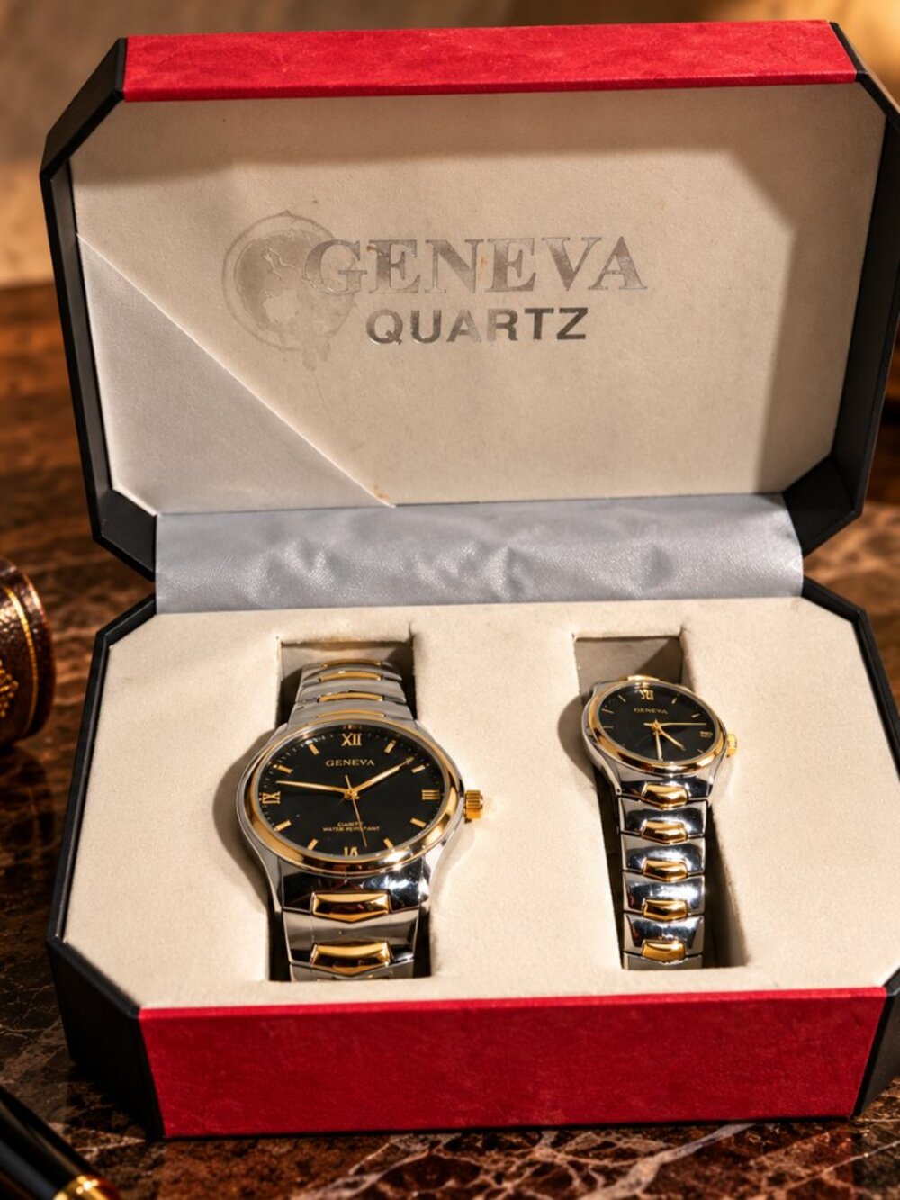 Geneva Quartz His & Hers Two-Tone Watch Set with Box